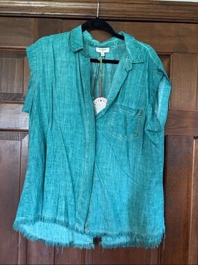 UMGEE NWT Teal Button Down Tunic L